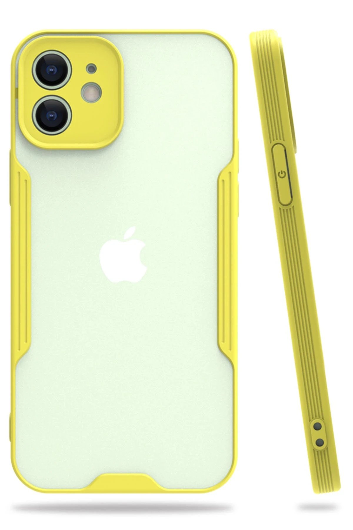 iPhone 12 Kılıf Platin Silikon - Sarı-(5796)