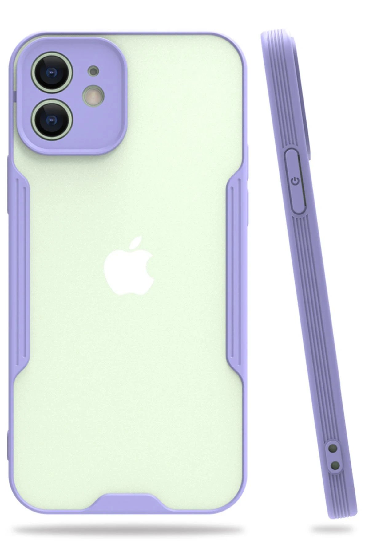 iPhone 12 Kılıf Platin Silikon - Lila-(5796)