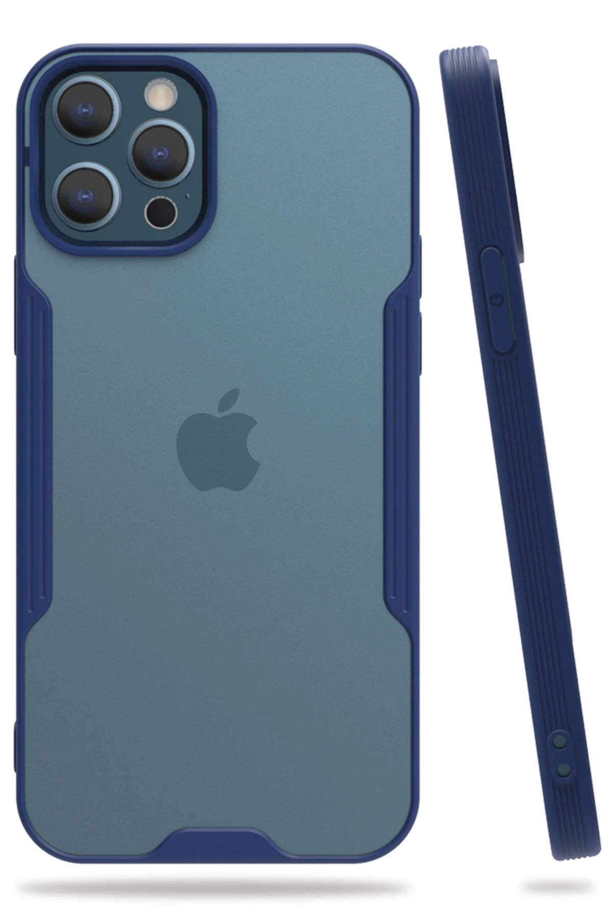 iPhone 12 Pro Max Kılıf Platin Silikon - Lacivert-(5796)