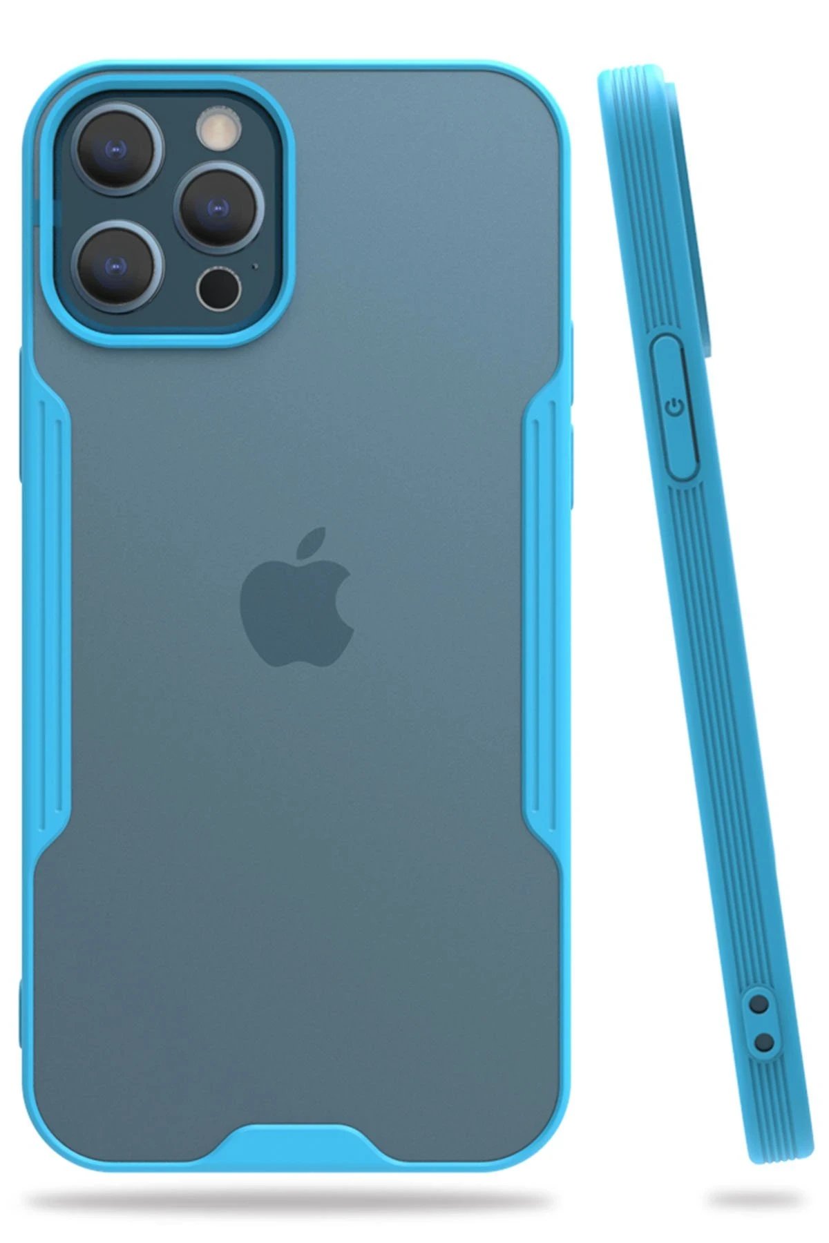 iPhone 12 Pro Max Kılıf Platin Silikon - Mavi-(5796)