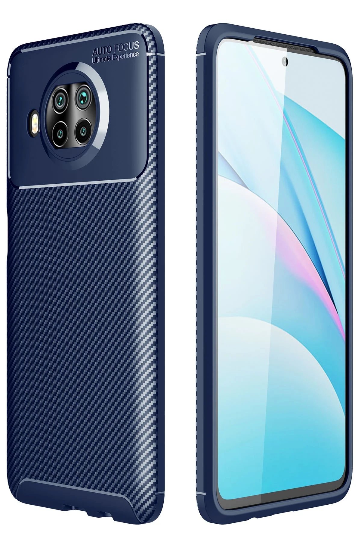Xiaomi Mi 10T Lite Kılıf Auto Focus Karbon Kapak - Lacivert-(5796)