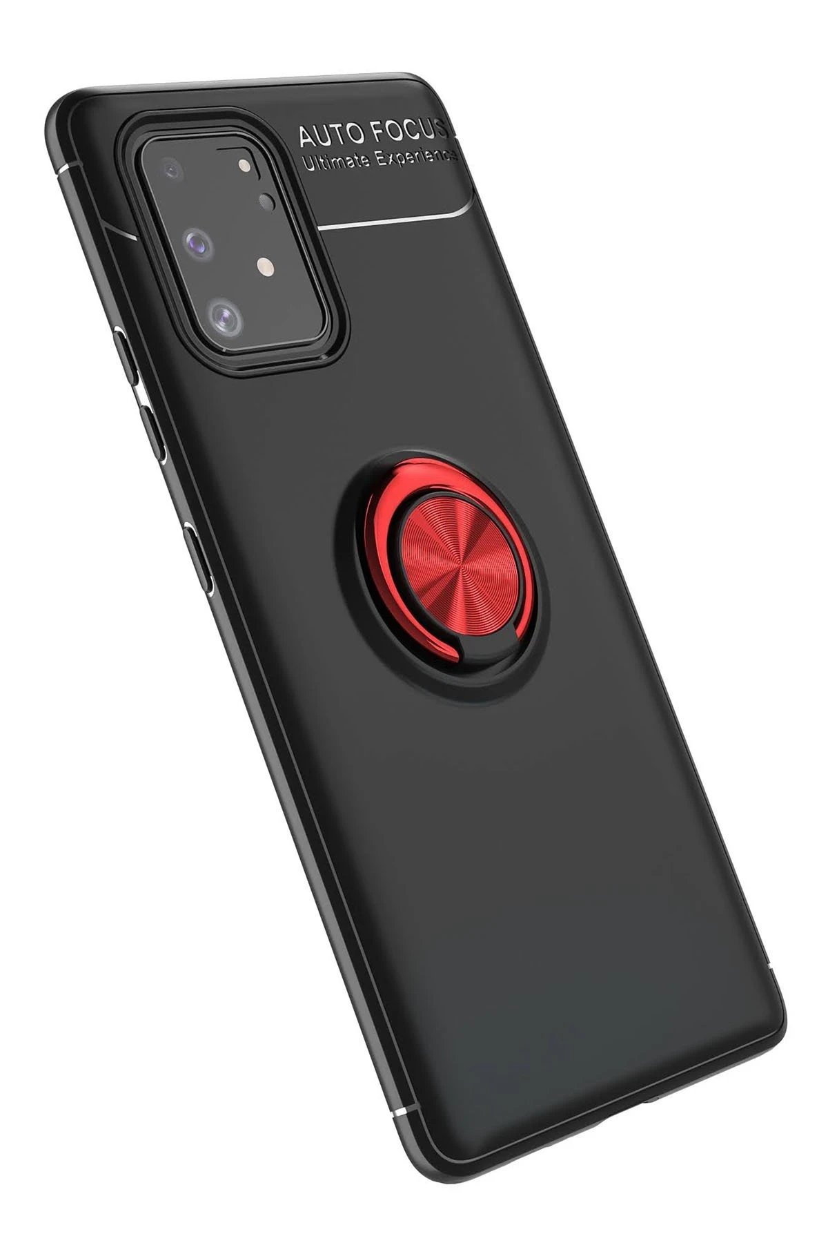 Samsung Galaxy A91 / S10 Lite Kılıf Range Yüzüklü Silikon - Siyah-Kırmızı-(5796)