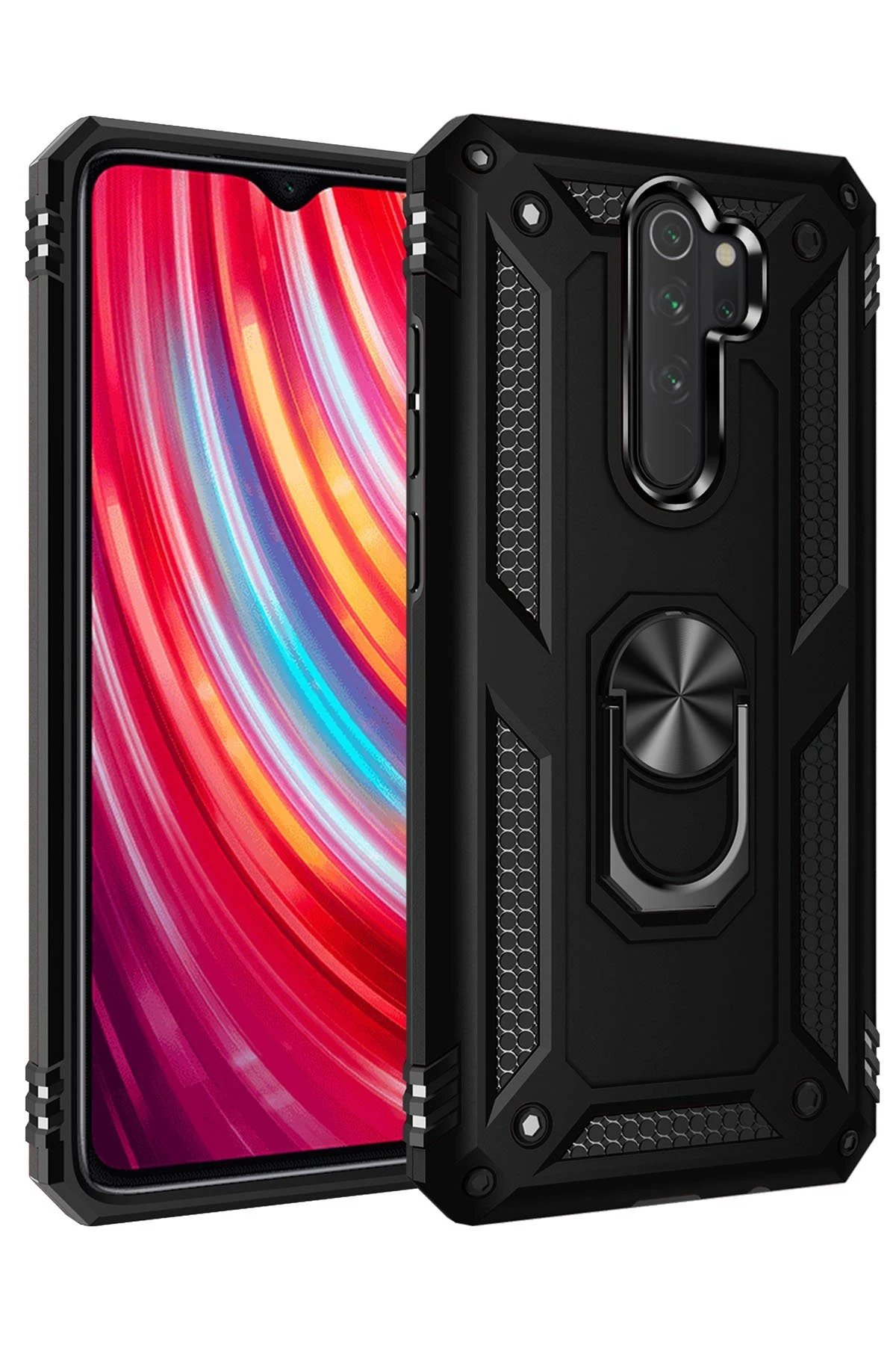 Xiaomi Redmi Note 8 Pro Kılıf Sofya Yüzüklü Silikon Kapak - Siyah-(5796)