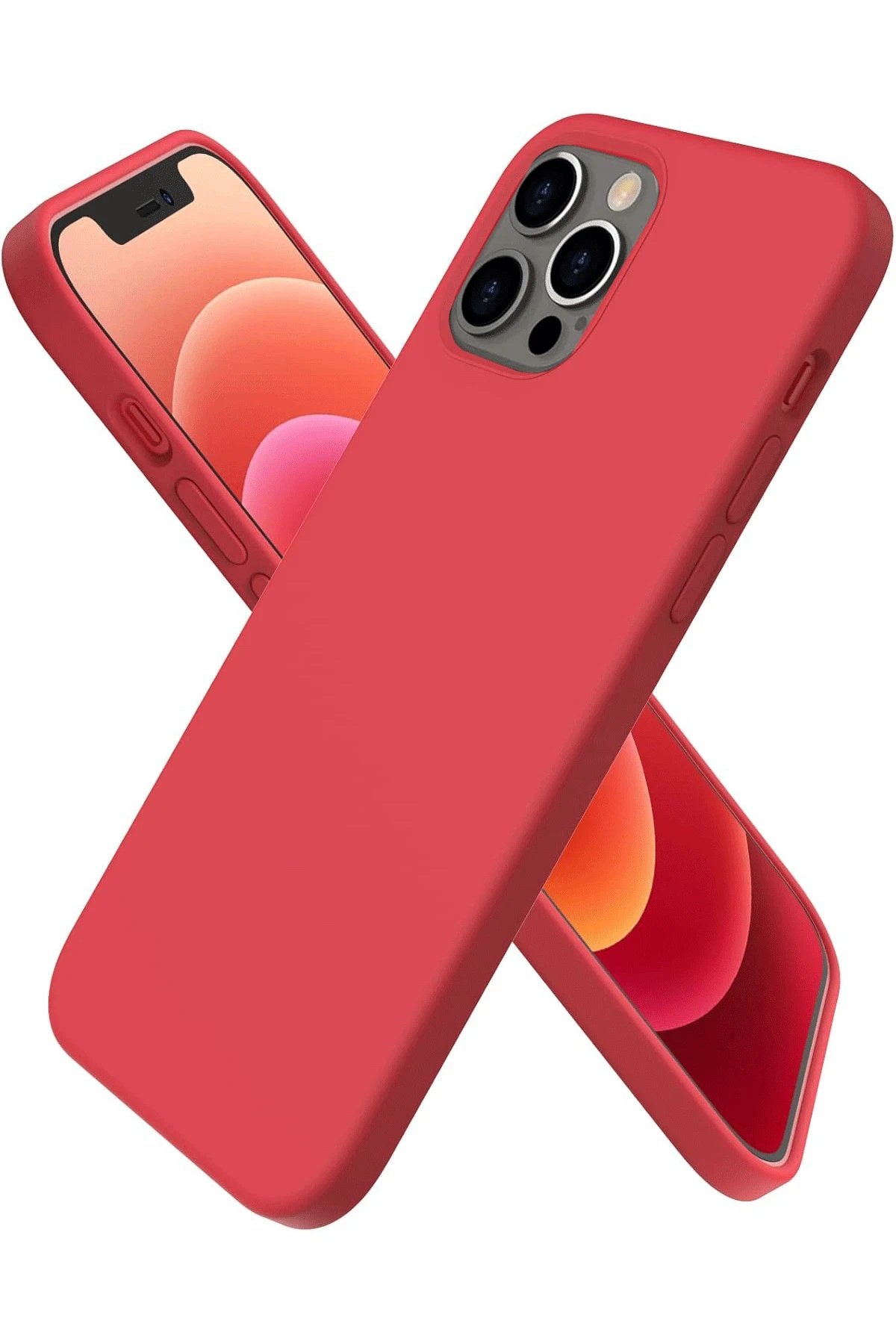 iPhone 12 Pro Kılıf First Silikon - Kırmızı-(5796)