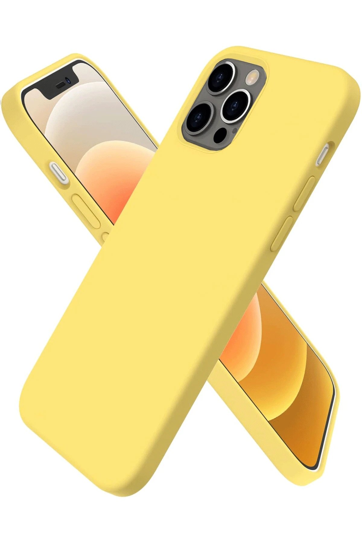 iPhone 12 Pro Max Kılıf First Silikon - Sarı-(5796)