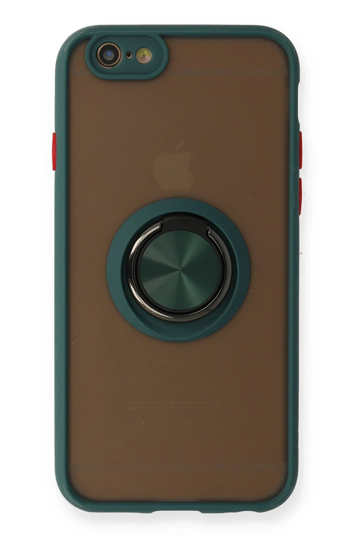 iPhone 6 Kılıf Montreal Yüzüklü Silikon Kapak - Yeşil-(5796)