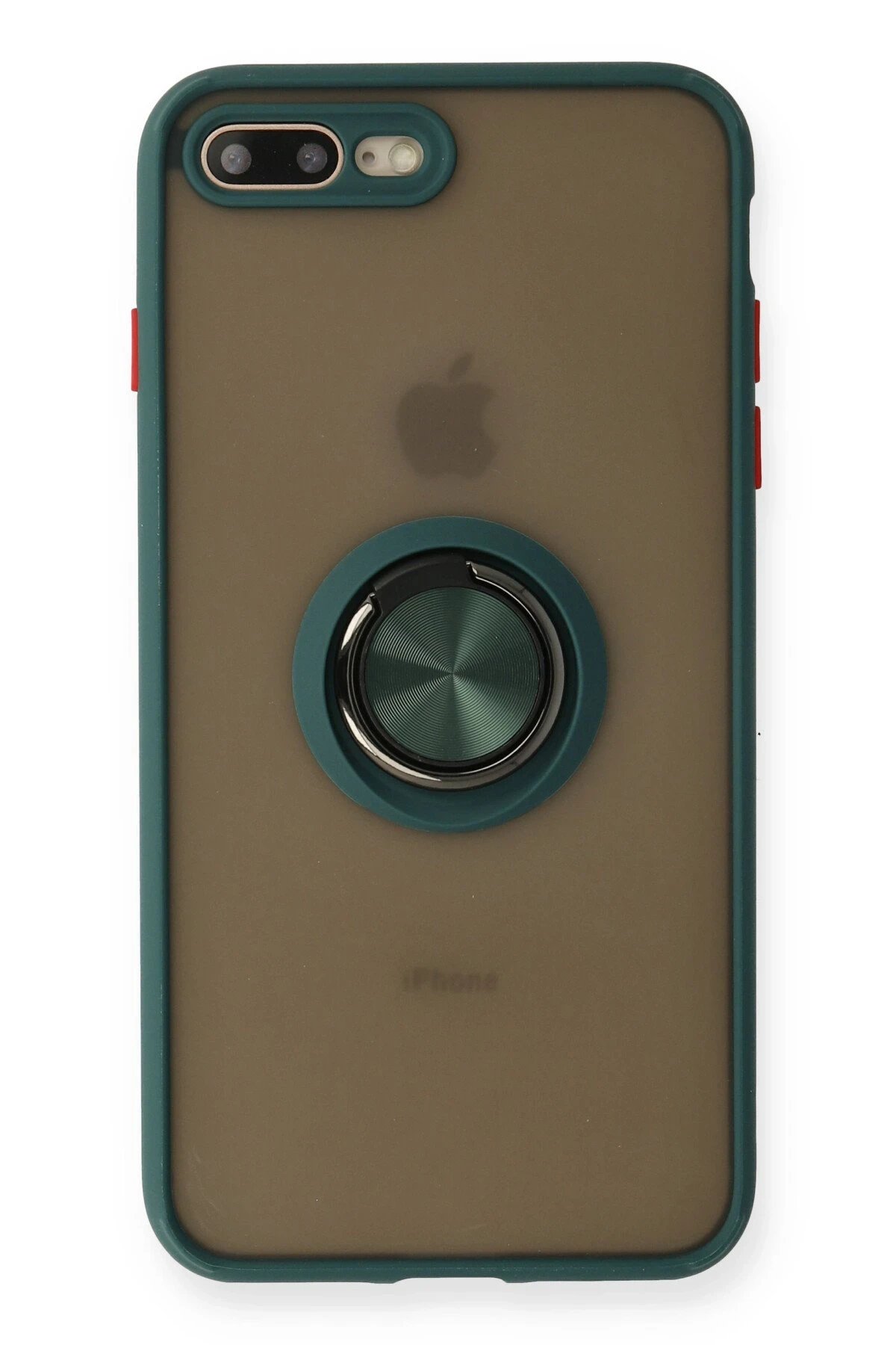 iPhone 7 Plus Kılıf Montreal Yüzüklü Silikon Kapak - Yeşil-(5796)