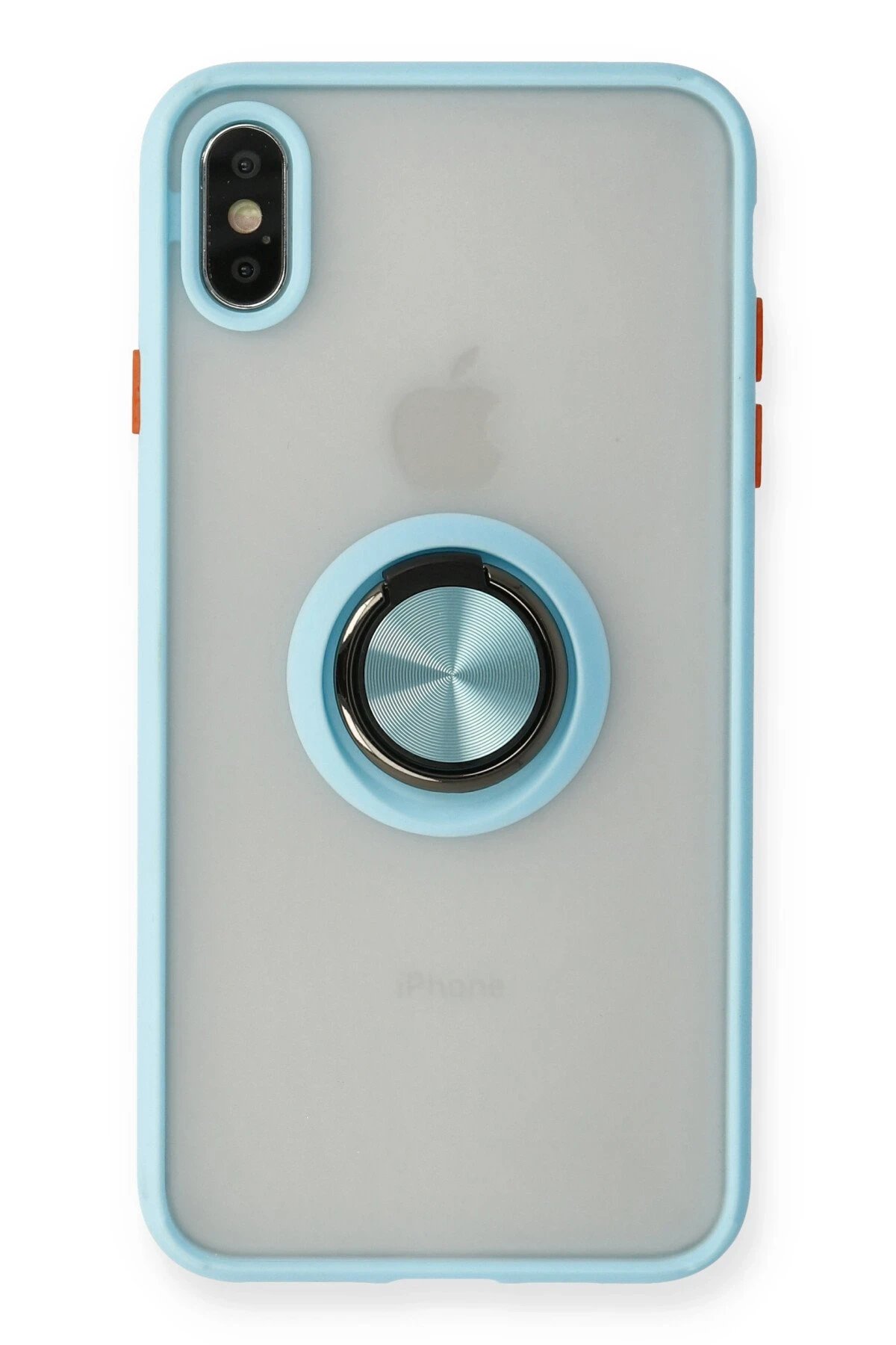 iPhone XS Max Kılıf Montreal Yüzüklü Silikon Kapak - Buz Mavi-(5796)