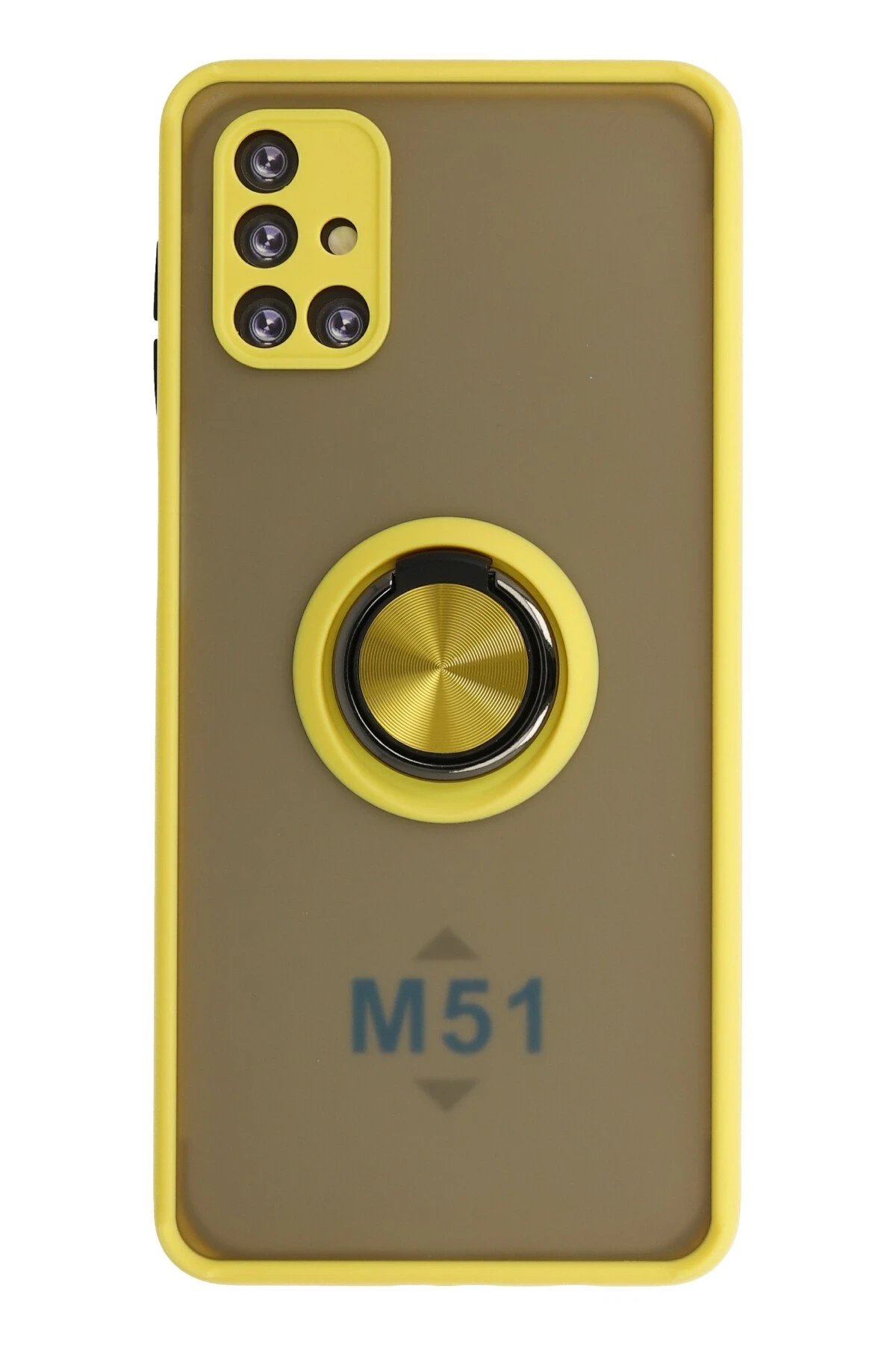Samsung Galaxy M51 Kılıf Montreal Yüzüklü Silikon Kapak - Sarı-(5796)