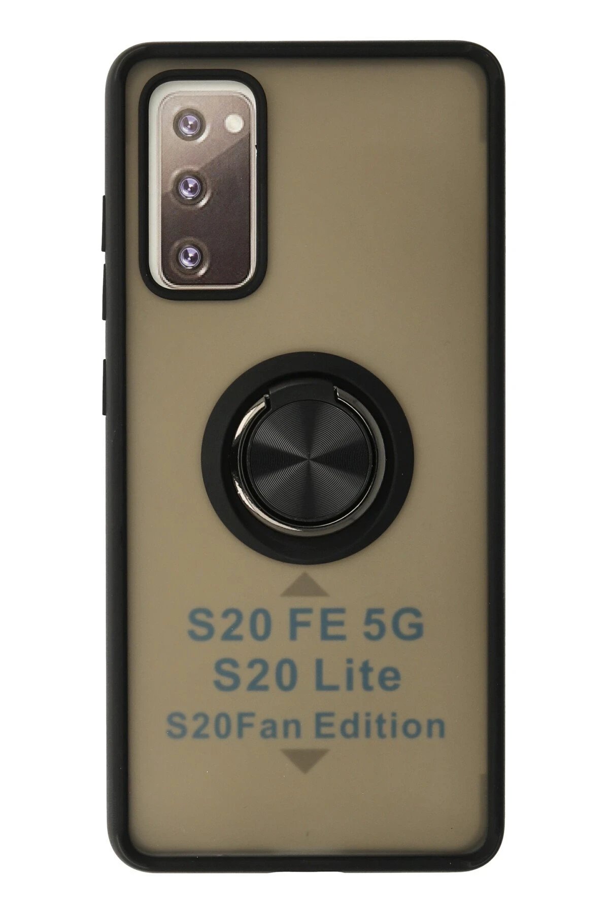 Samsung Galaxy S20 FE Kılıf Montreal Yüzüklü Silikon Kapak - Siyah-(5796)