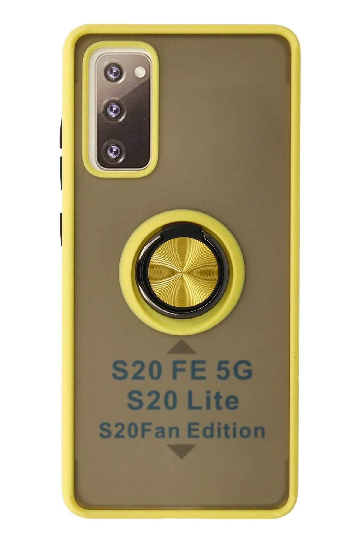 Samsung Galaxy S20 FE Kılıf Montreal Yüzüklü Silikon Kapak - Sarı-(5796)