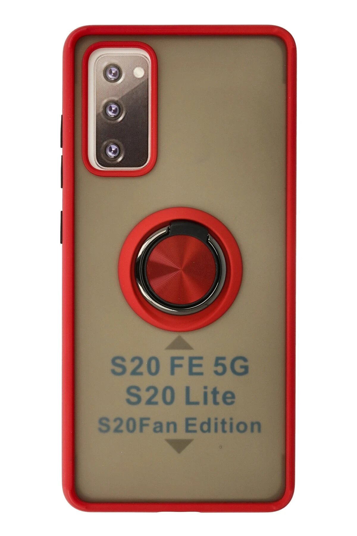 Samsung Galaxy S20 FE Kılıf Montreal Yüzüklü Silikon Kapak - Kırmızı-(5796)