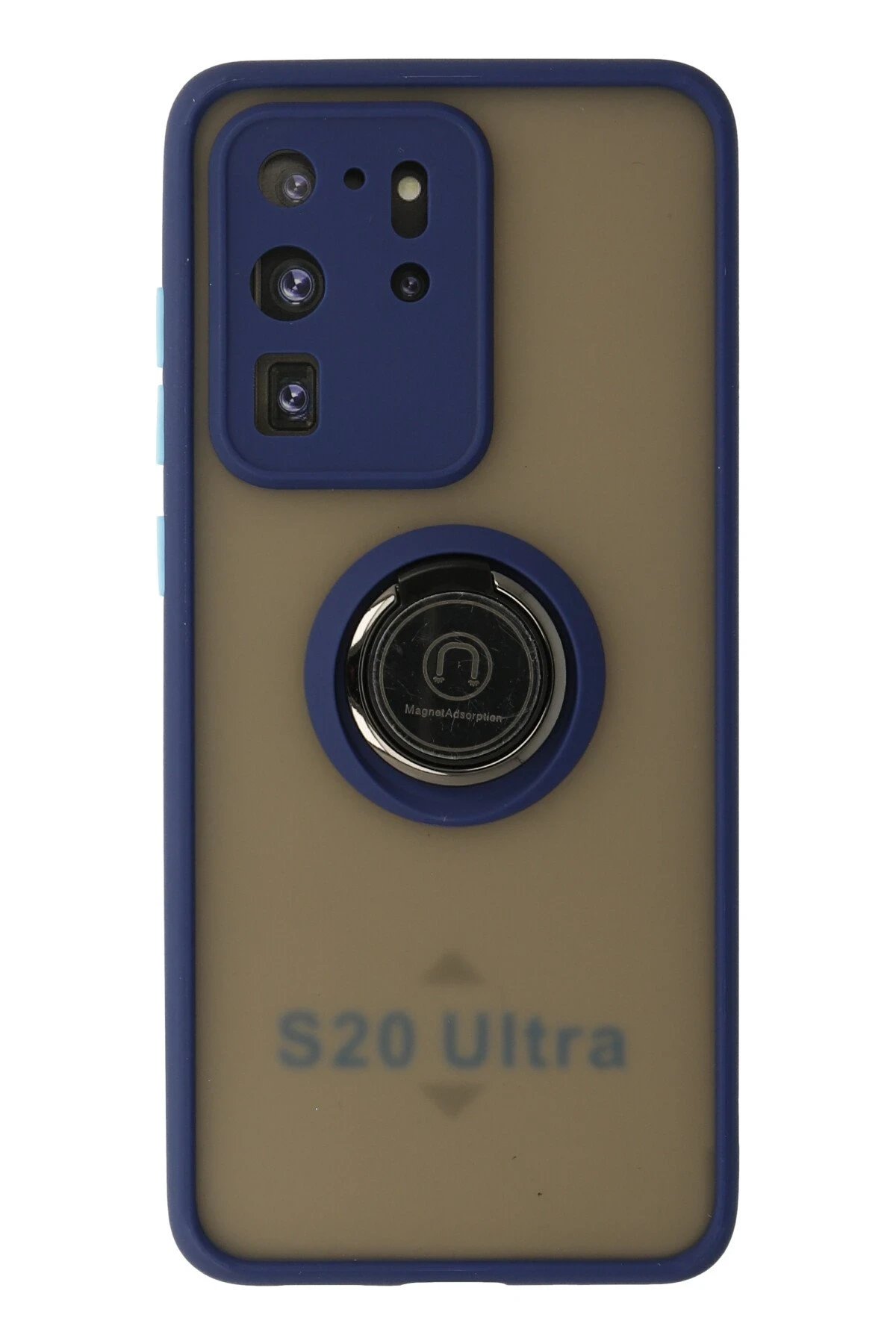 Samsung Galaxy S20 Ultra Kılıf Montreal Yüzüklü Silikon Kapak - Lacivert-(5796)
