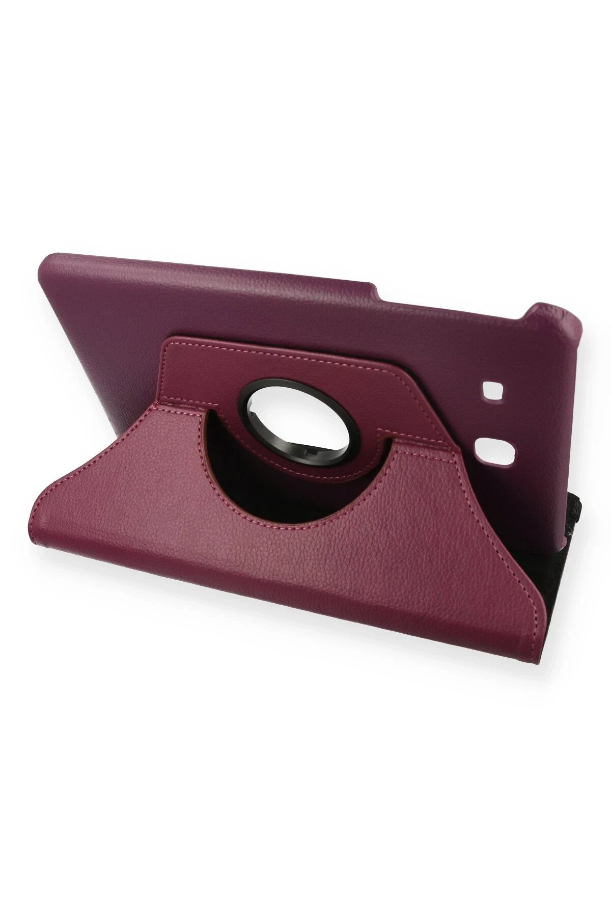 Samsung Galaxy T560 Tab E 9.7 Kılıf 360 Tablet Deri Kılıf - Mürdüm-(5796)