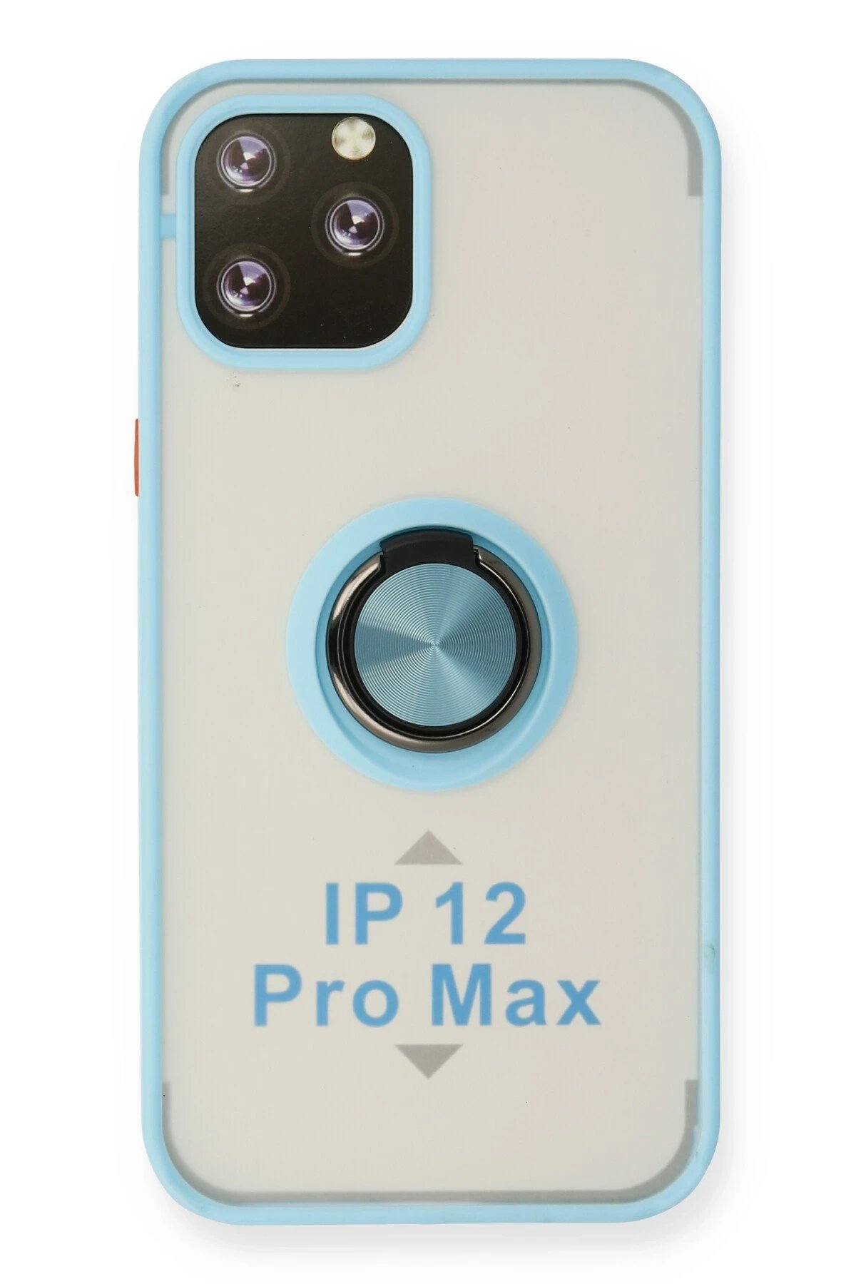 iPhone 12 Pro Kılıf Montreal Yüzüklü Silikon Kapak - Buz Mavi-(5796)