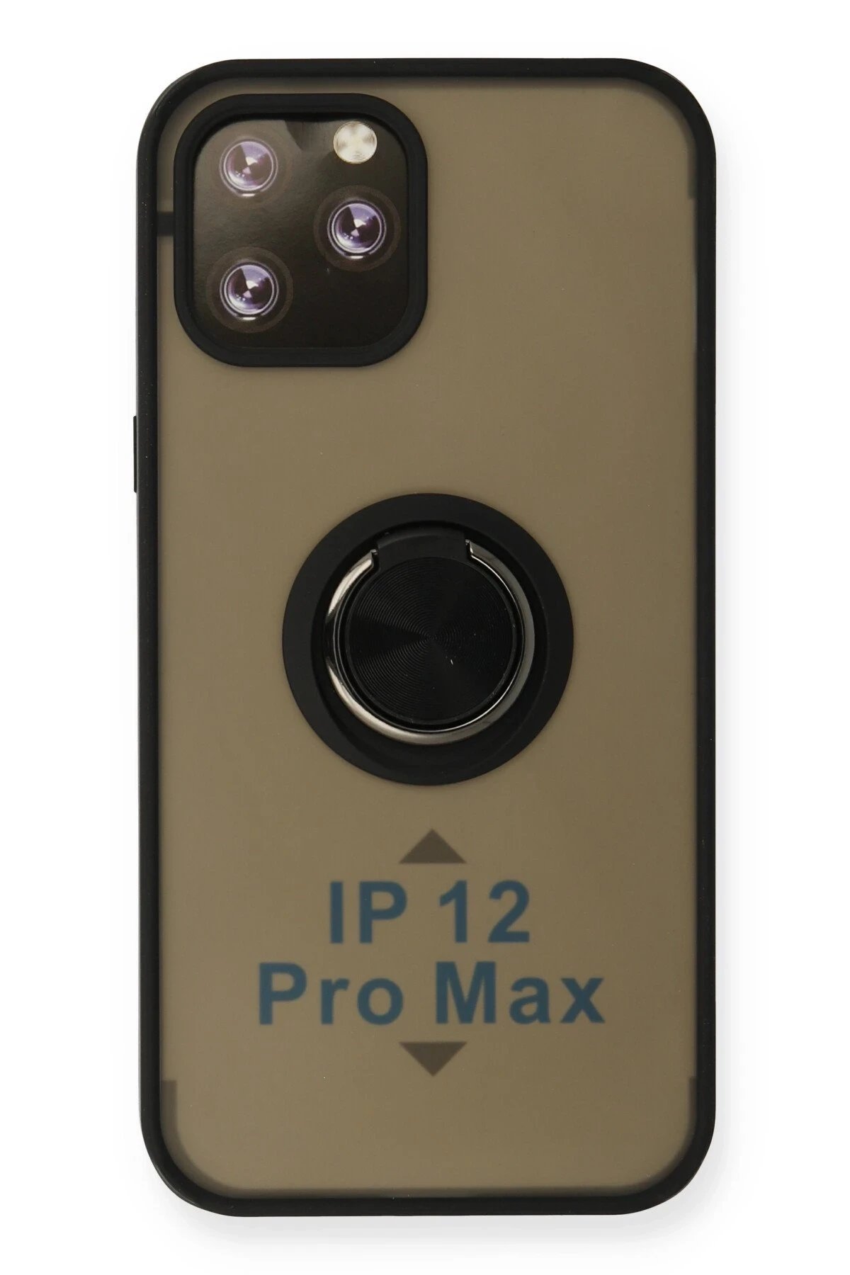 iPhone 12 Pro Max Kılıf Montreal Yüzüklü Silikon Kapak - Siyah-(5796)