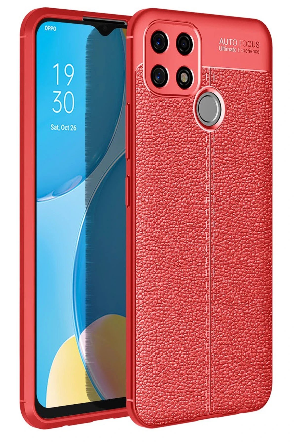 Oppo A15 Kılıf Auto Focus Kapak - Kırmızı-(5796)