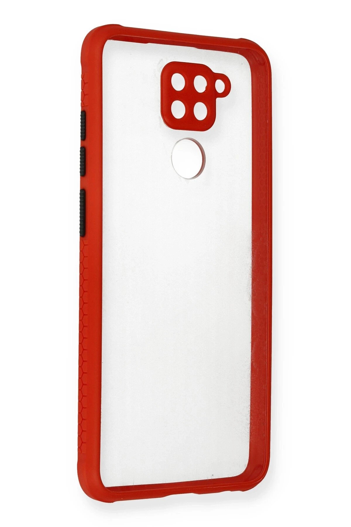 Xiaomi Redmi Note 9 Kılıf Miami Şeffaf Silikon - Kırmızı-(5796)