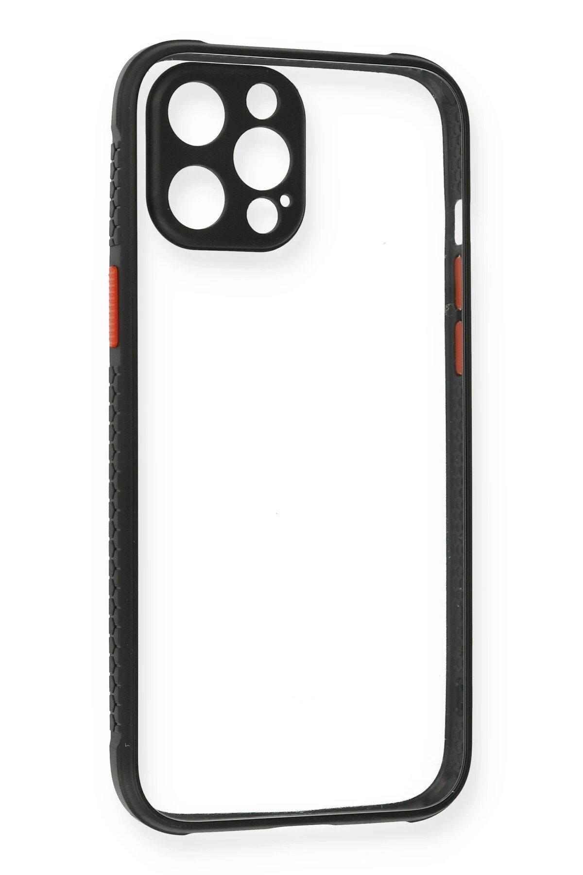 iPhone 12 Pro Kılıf Miami Şeffaf Silikon - Siyah-(5796)