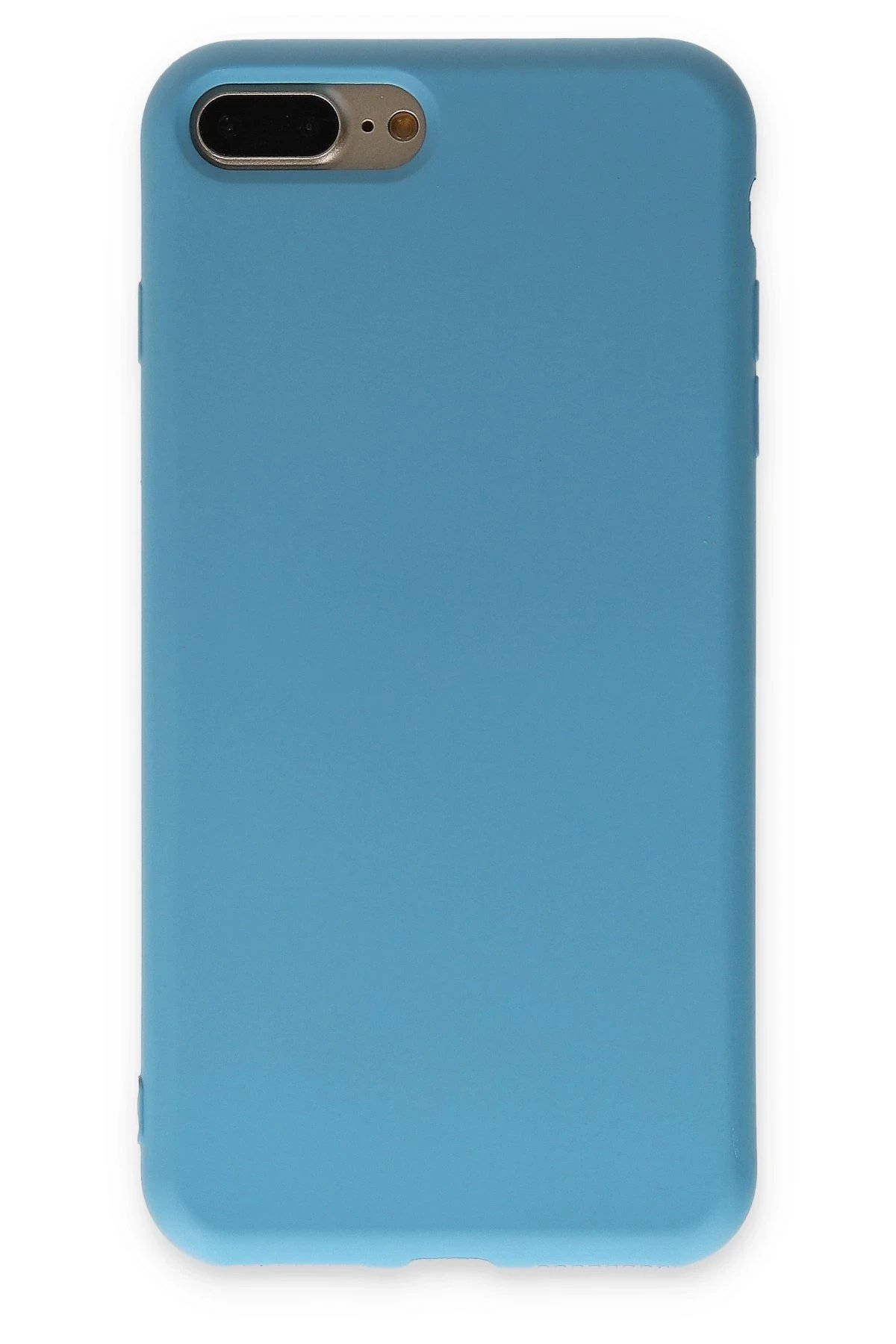 iPhone 7 Plus Kılıf Nano içi Kadife Silikon - Mavi-(5796)