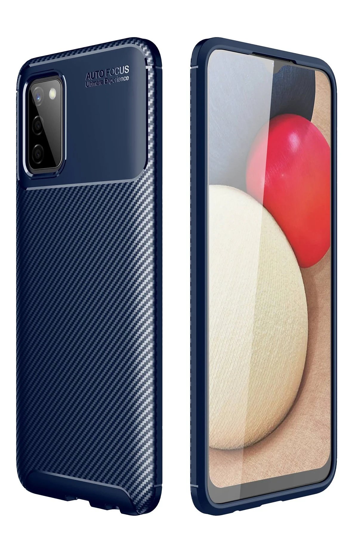 Samsung Galaxy A02S Kılıf Auto Focus Karbon Kapak - Lacivert-(5796)