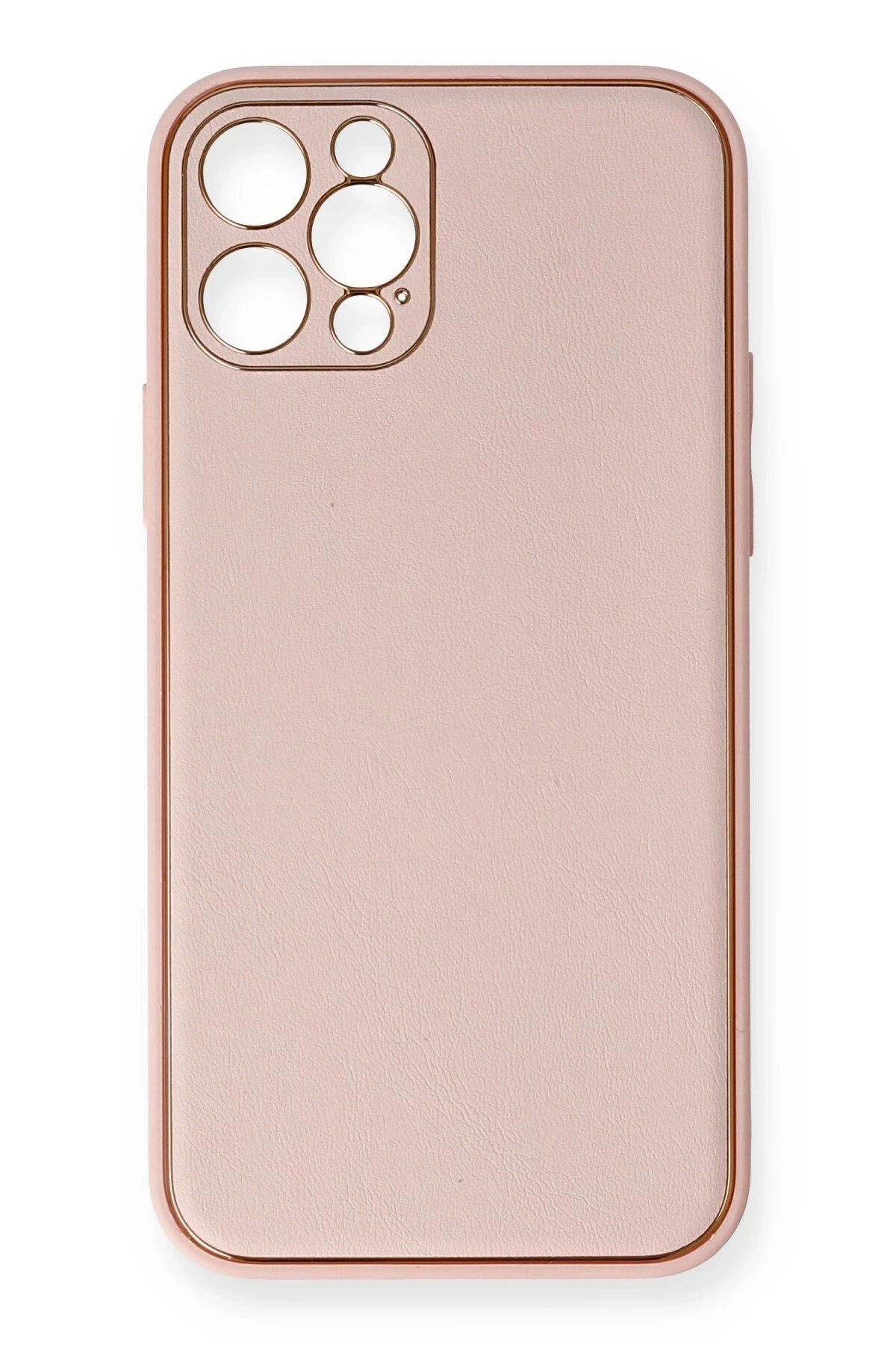 iPhone 12 Pro Kılıf Coco Deri Silikon Kapak - Pembe-(5796)