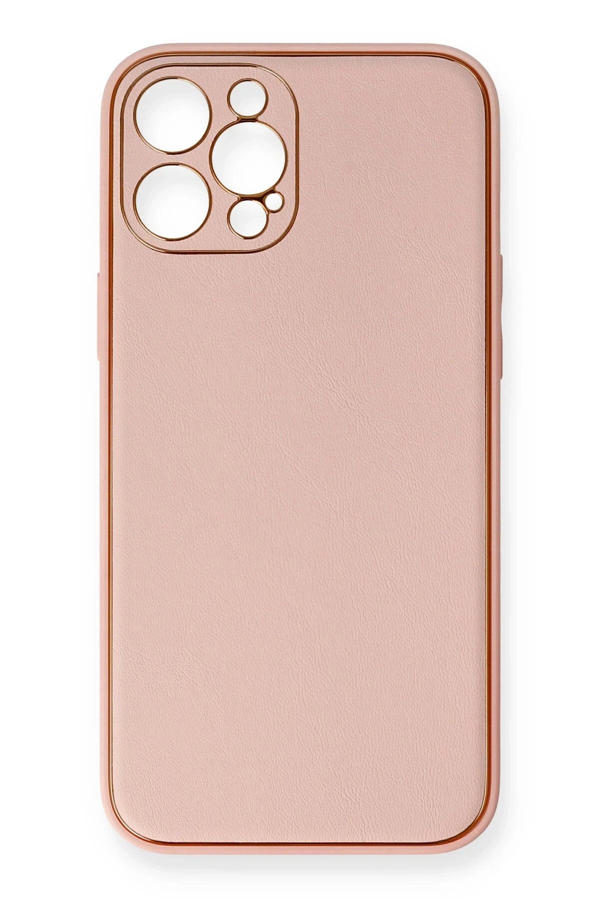 iPhone 12 Pro Max Kılıf Coco Deri Silikon Kapak - Pembe-(5796)
