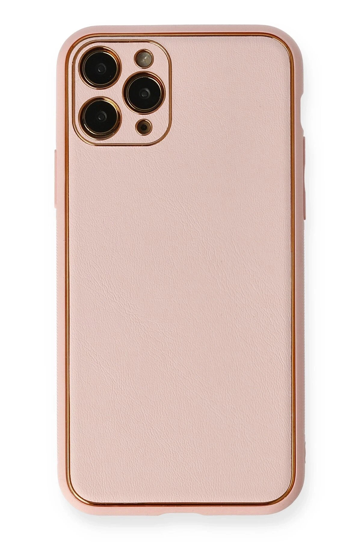 iPhone 11 Pro Max Kılıf Coco Deri Silikon Kapak - Pembe-(5796)