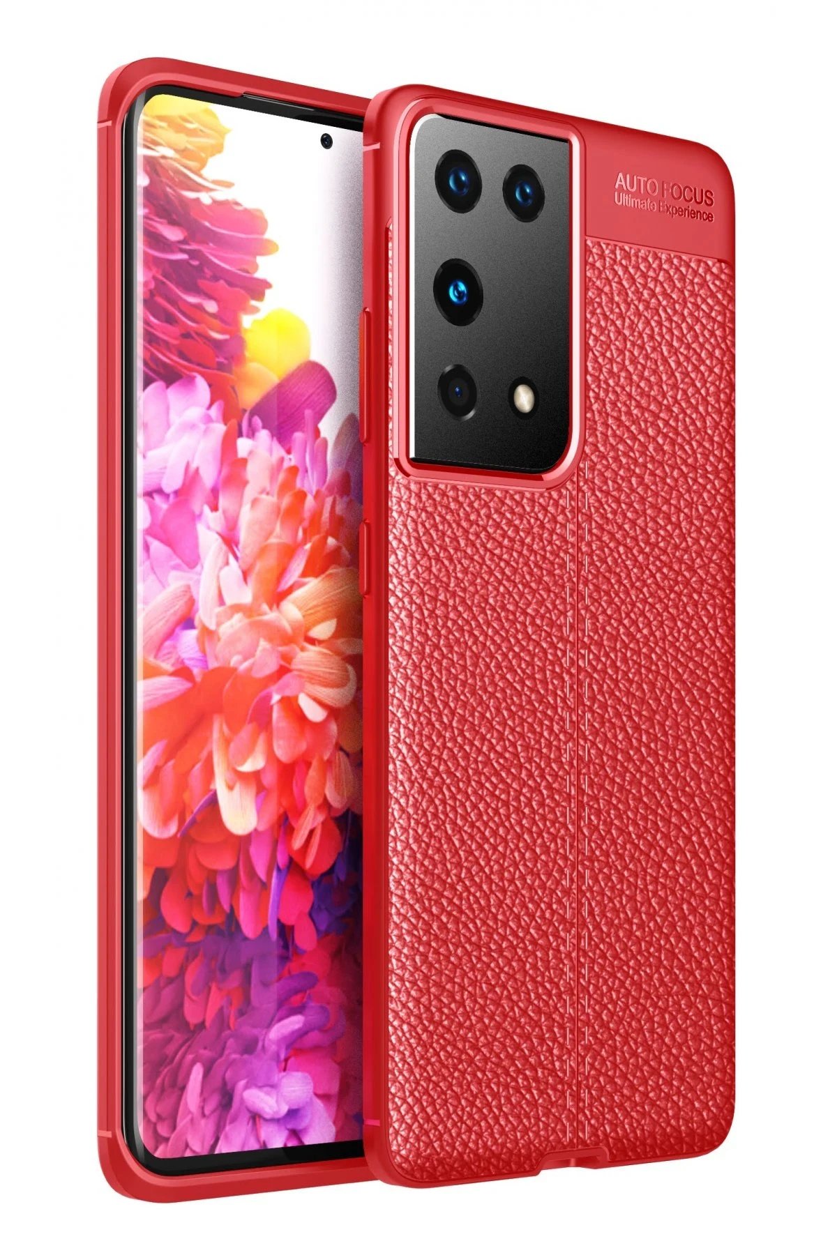 Samsung Galaxy S21 Ultra Kılıf Auto Focus Kapak - Kırmızı-(5796)