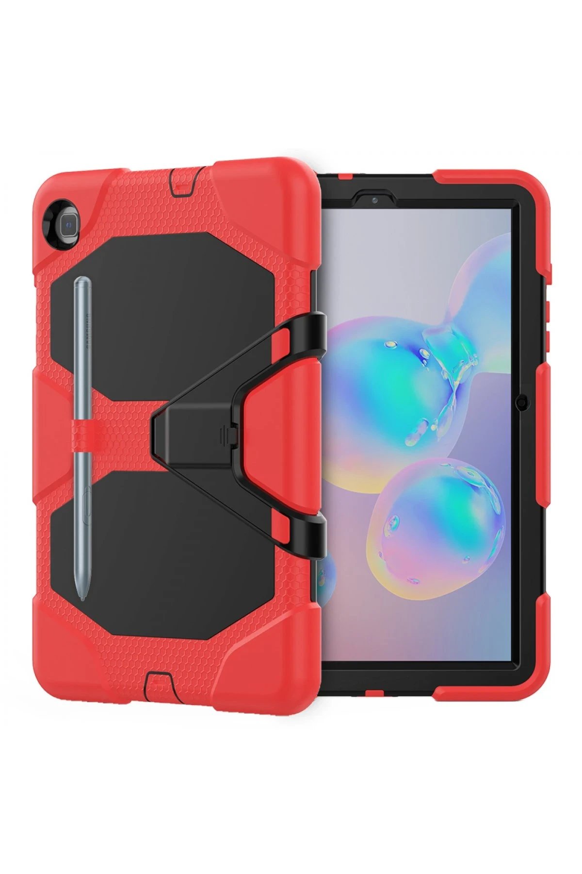 Samsung Galaxy P610 Tab S6 Lite 10.4 Kılıf Griffin Tablet Kapak - Kırmızı-(5796)