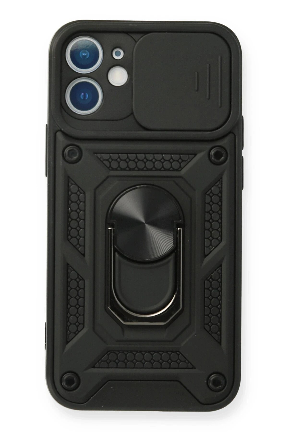 iPhone 11 Kılıf Pars Lens Yüzüklü Silikon - Siyah-(5796)