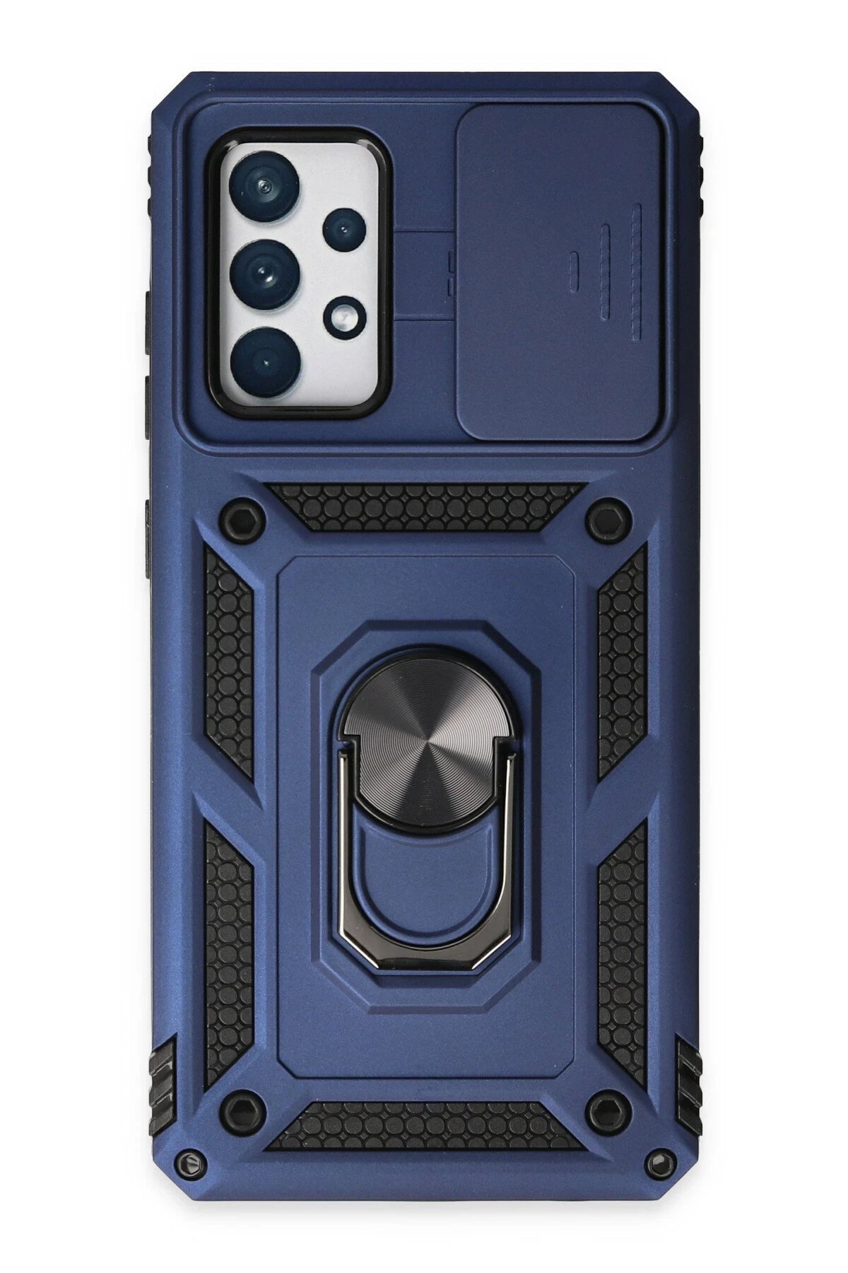 Samsung Galaxy A72 Kılıf Pars Lens Yüzüklü Silikon - Lacivert-(5796)