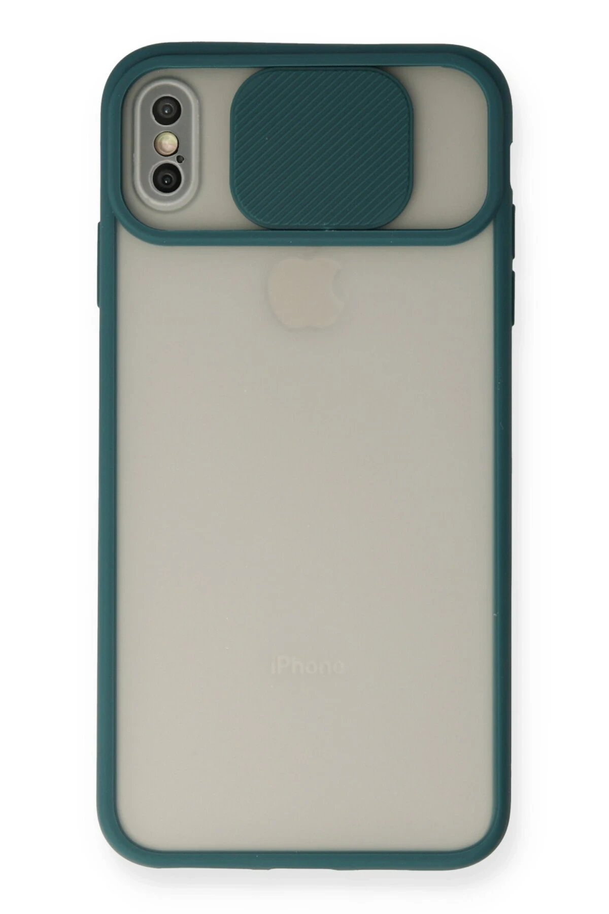 iPhone X Kılıf Palm Buzlu Kamera Sürgülü Silikon - Yeşil-(5796)