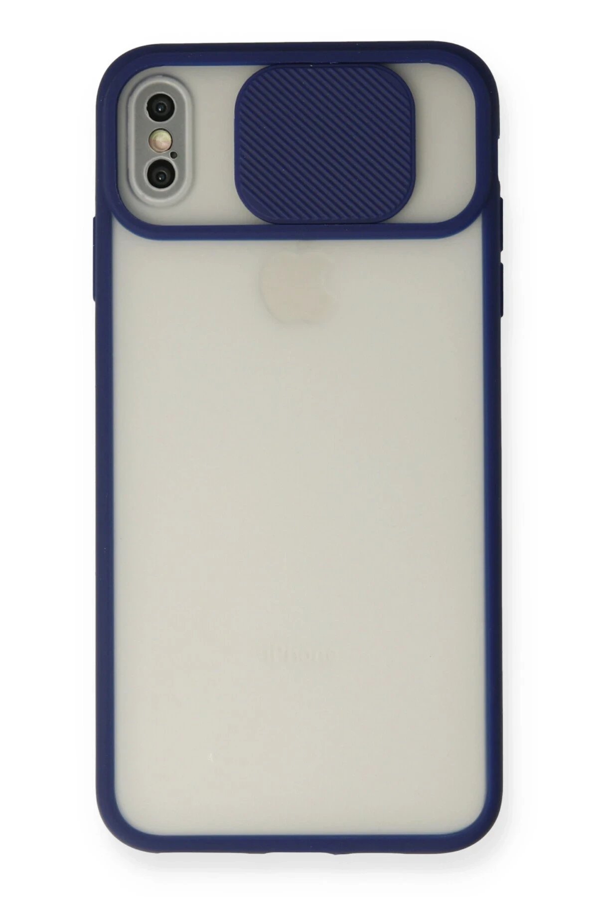 iPhone X Kılıf Palm Buzlu Kamera Sürgülü Silikon - Lacivert-(5796)