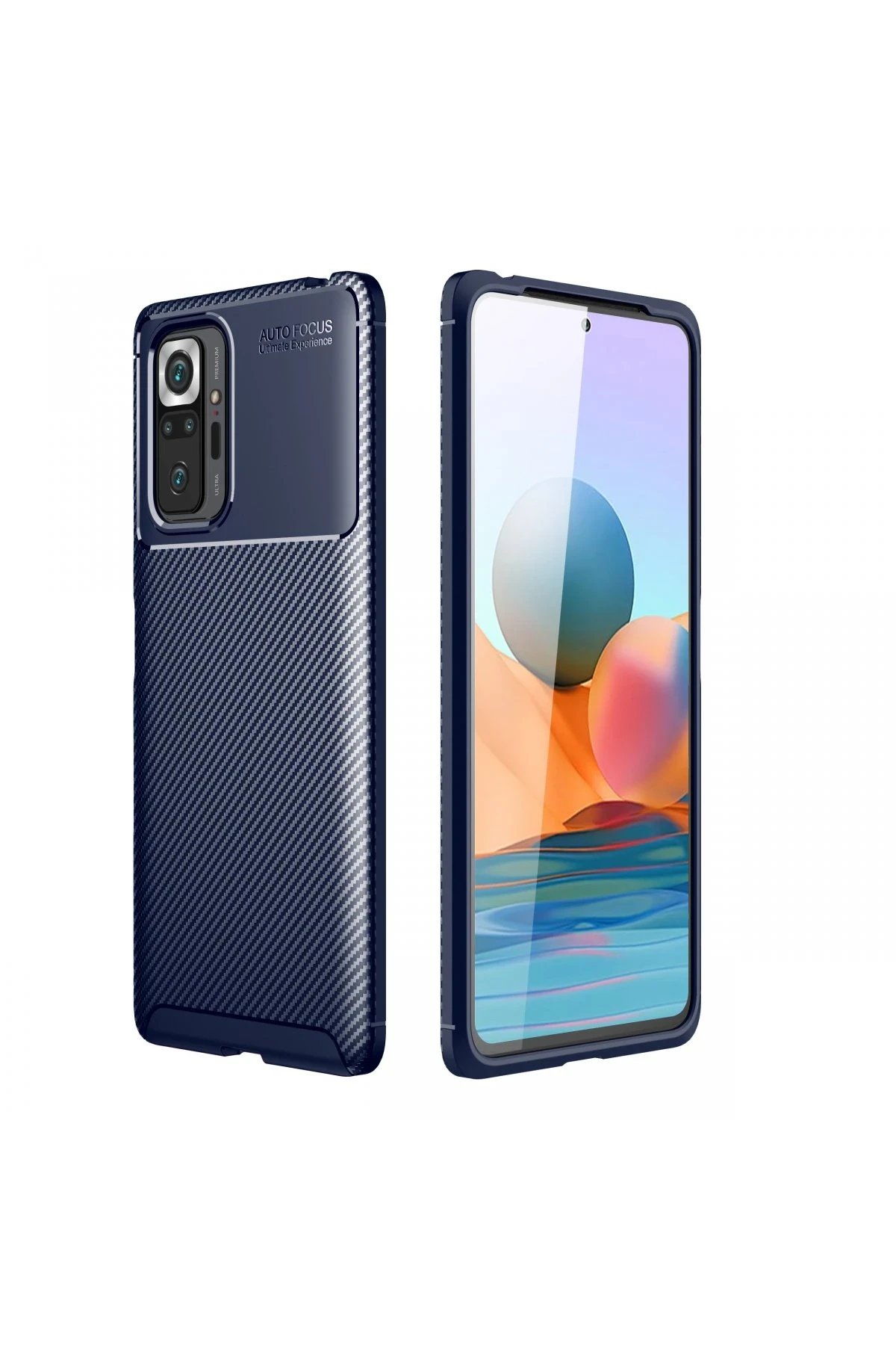 Xiaomi Redmi Note 10 Pro Kılıf Auto Focus Karbon Kapak - Lacivert-(5796)