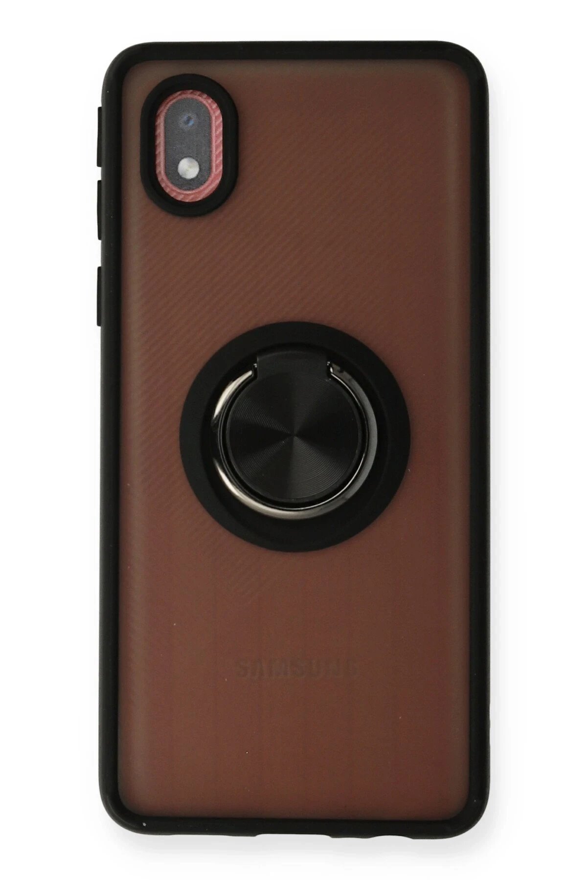 Samsung Galaxy A01 Core Kılıf Montreal Yüzüklü Silikon Kapak - Siyah-(5796)