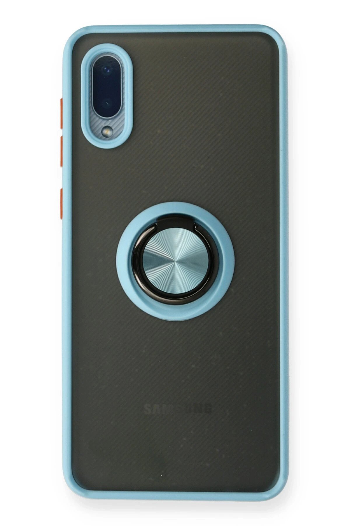 Samsung Galaxy A02 Kılıf Montreal Yüzüklü Silikon Kapak - Buz Mavi-(5796)