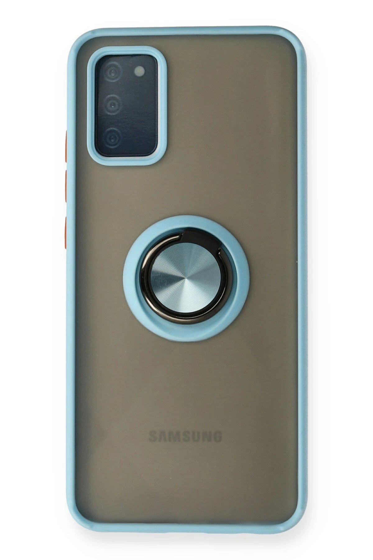 Samsung Galaxy A02S Kılıf Montreal Yüzüklü Silikon Kapak - Buz Mavi-(5796)