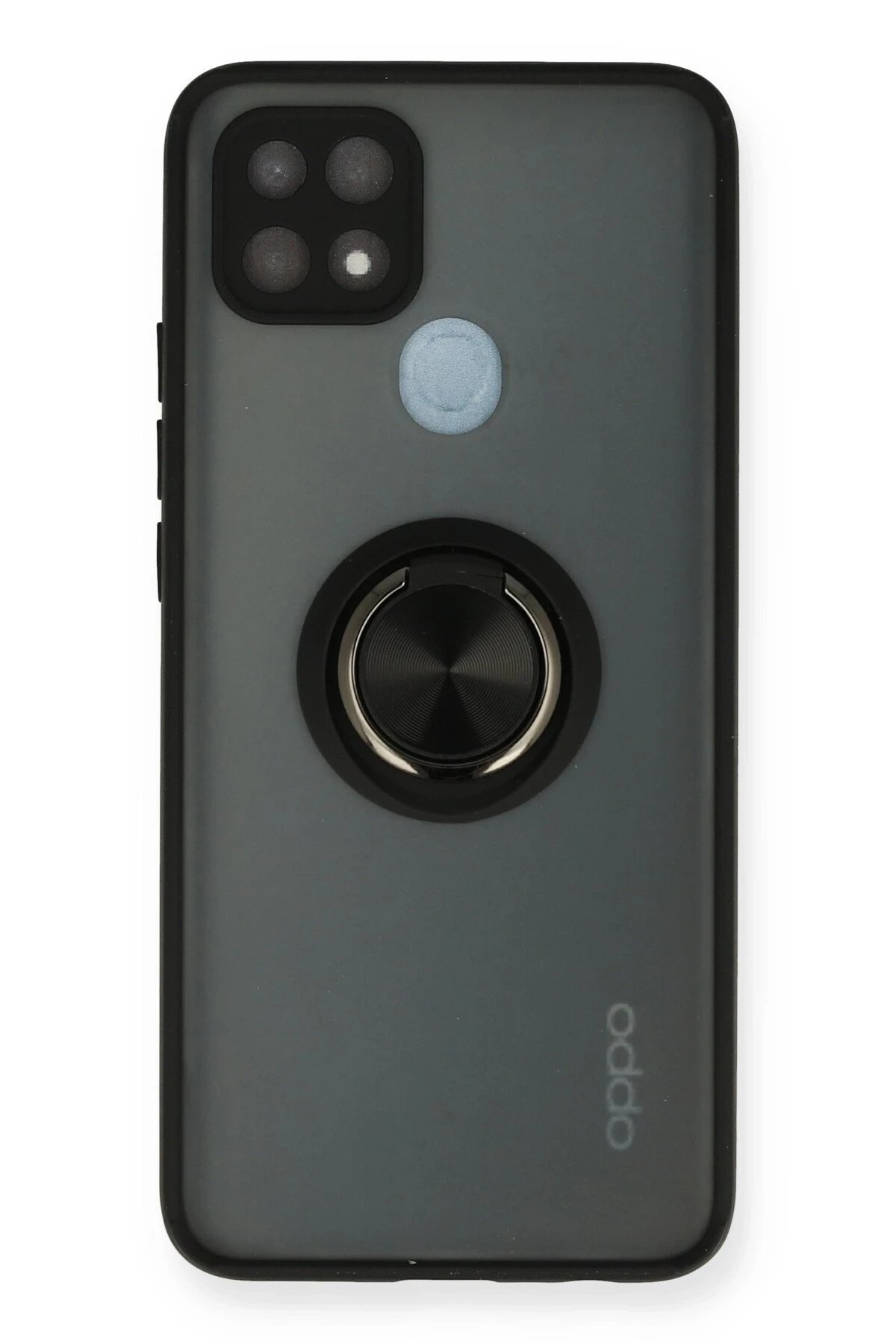 Oppo A15 Kılıf Montreal Yüzüklü Silikon Kapak - Siyah-(5796)