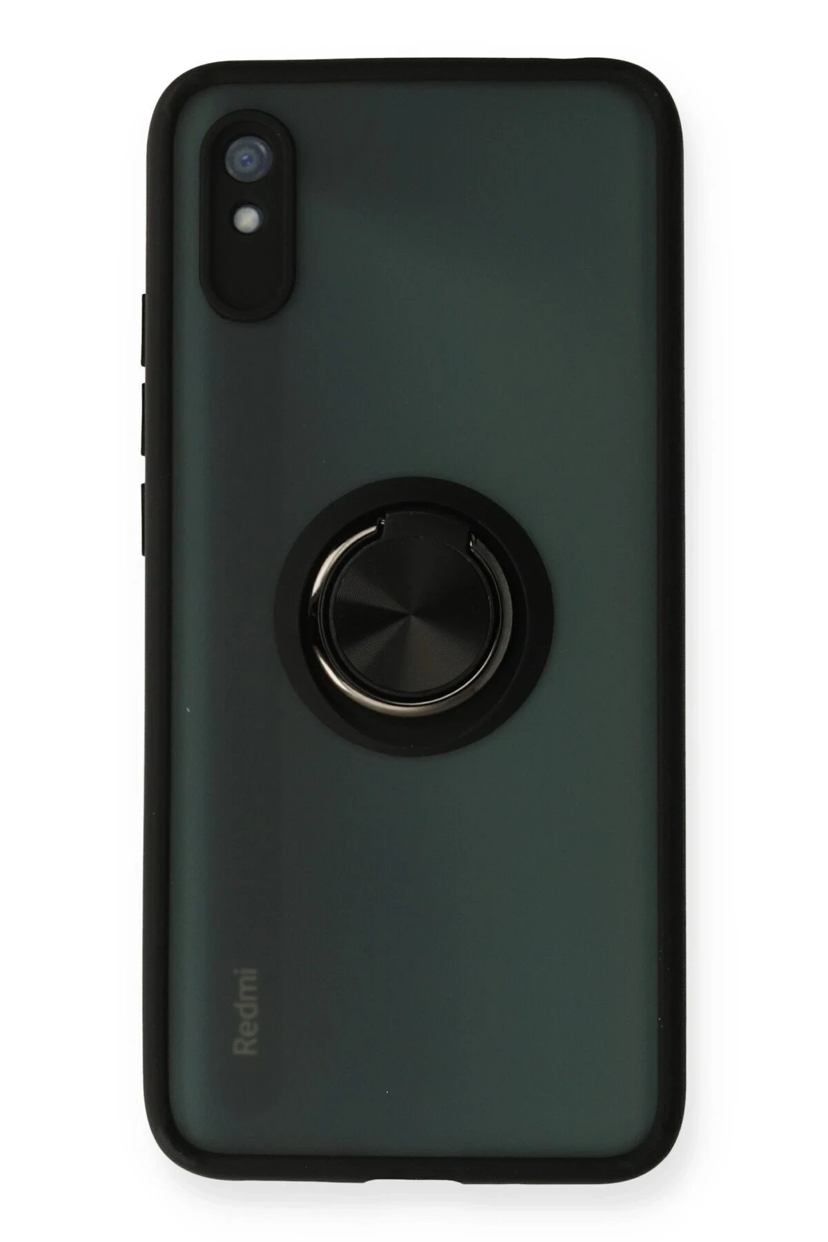 Xiaomi Redmi 9A Kılıf Montreal Yüzüklü Silikon Kapak - Siyah-(5796)