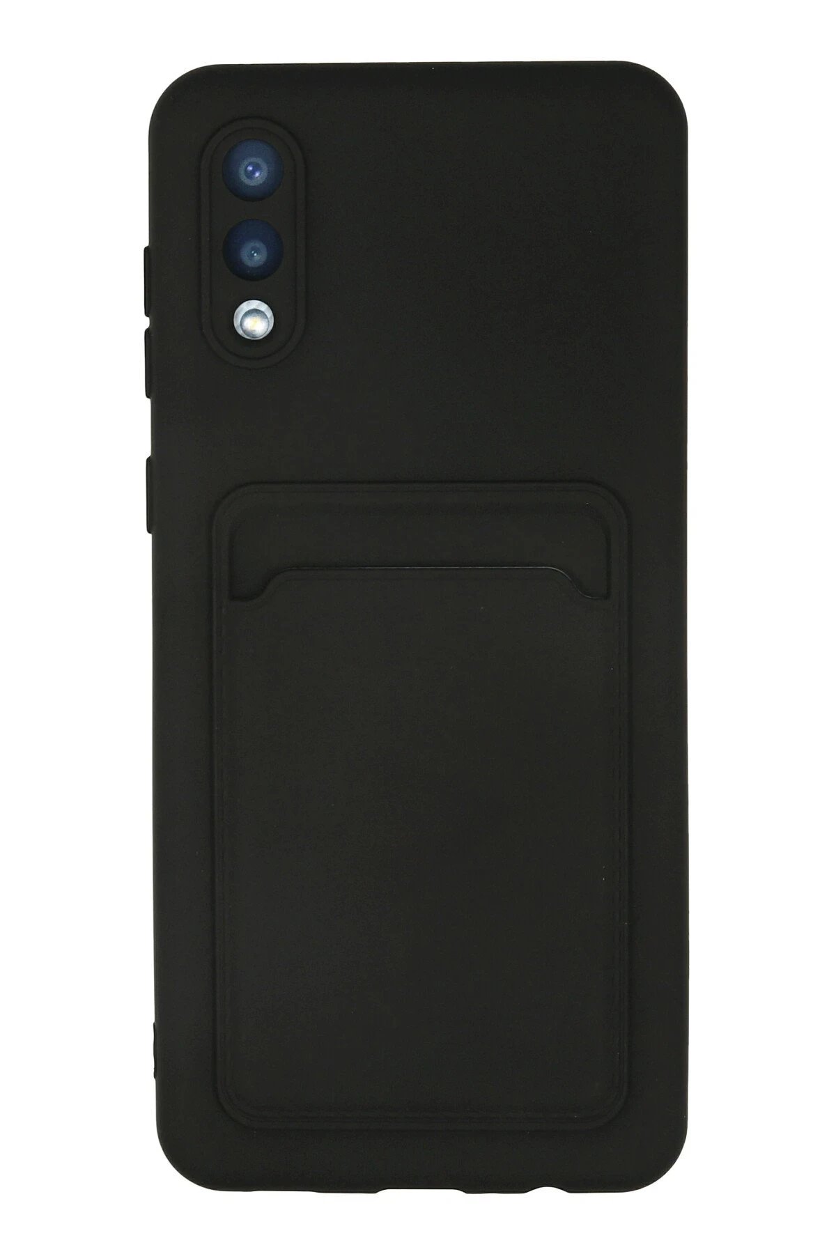 Samsung Galaxy A02 Kılıf Kelvin Kartvizitli Silikon - Siyah-(5796)