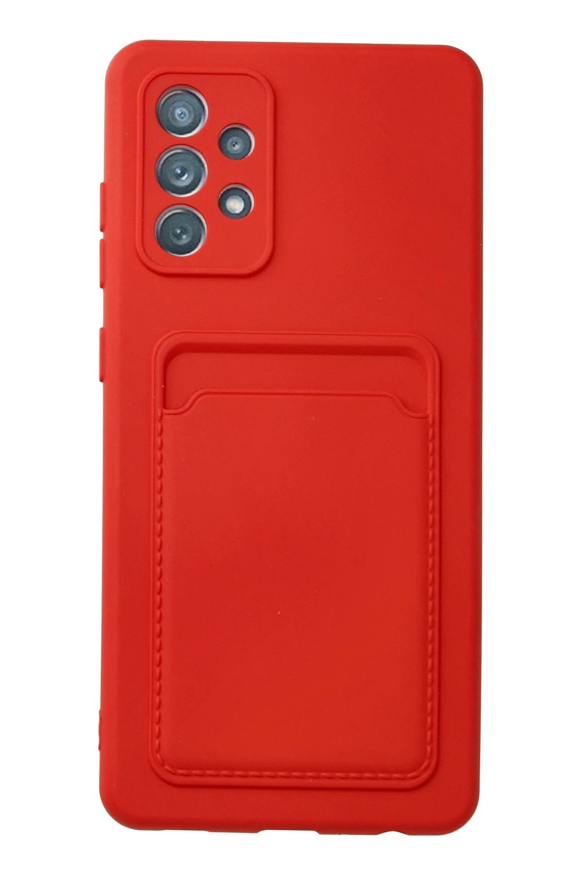 Samsung Galaxy A32 Kılıf Kelvin Kartvizitli Silikon - Kırmızı-(5796)