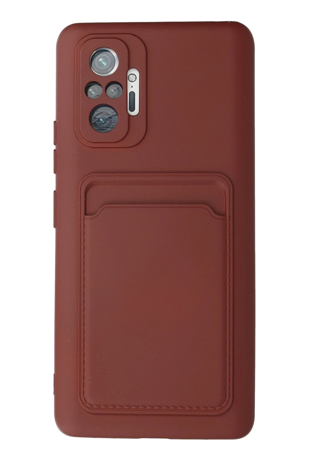Xiaomi Redmi Note 10 Pro Kılıf Kelvin Kartvizitli Silikon - Bordo-(5796)