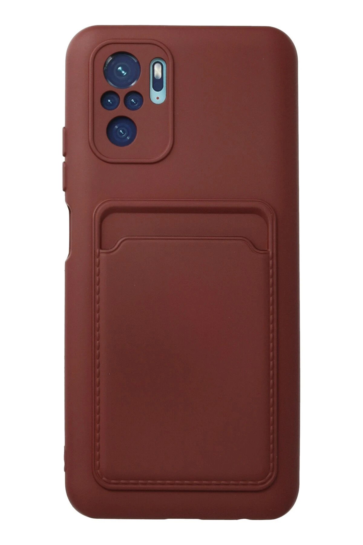 Xiaomi Redmi Note 10S Kılıf Kelvin Kartvizitli Silikon - Bordo-(5796)