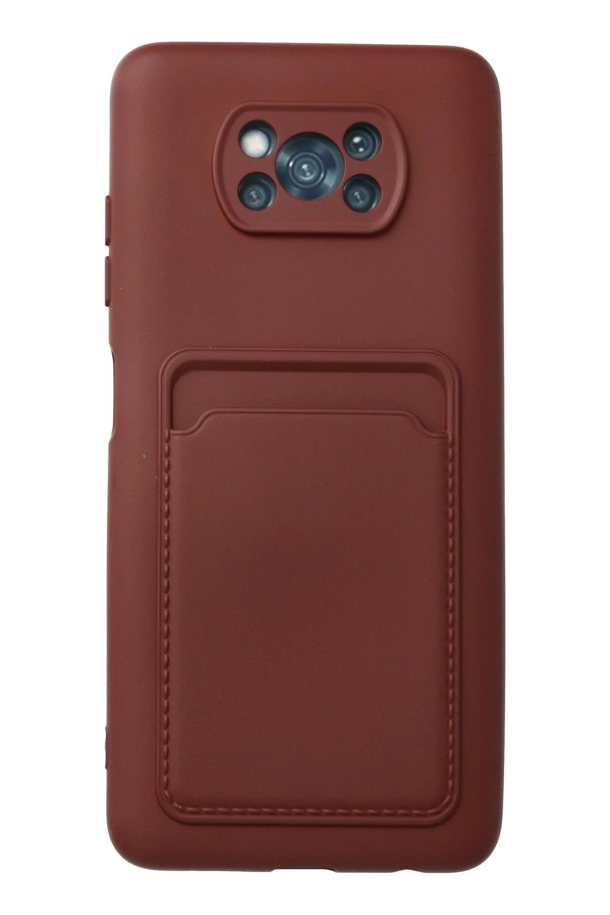 Xiaomi Pocophone X3 Kılıf Kelvin Kartvizitli Silikon - Bordo-(5796)