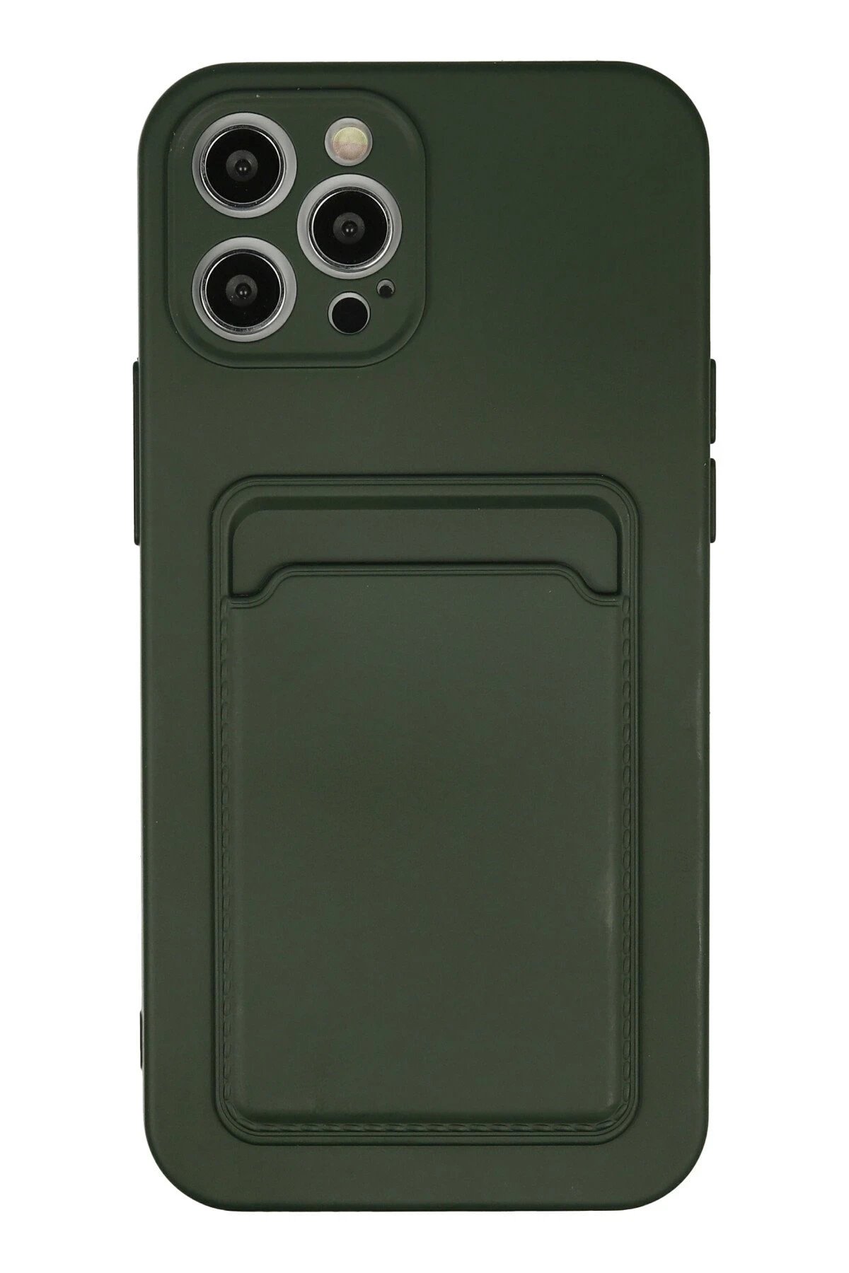 iPhone 12 Pro Max Kılıf Kelvin Kartvizitli Silikon - Koyu Yeşil-(5796)