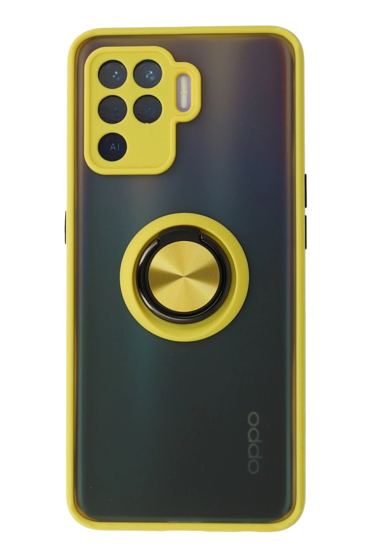 Oppo Reno 5 Lite Kılıf Montreal Yüzüklü Silikon Kapak - Sarı-(5796)