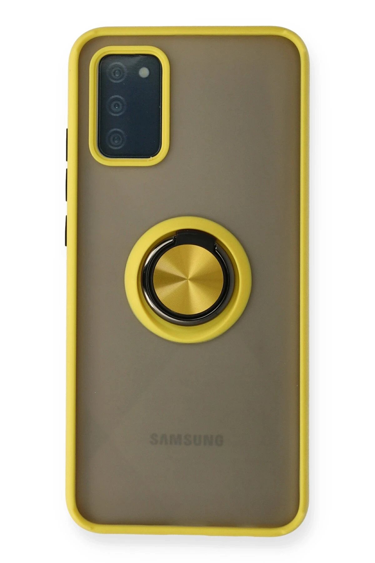 Samsung Galaxy A02S Kılıf Montreal Yüzüklü Silikon Kapak - Sarı-(5796)