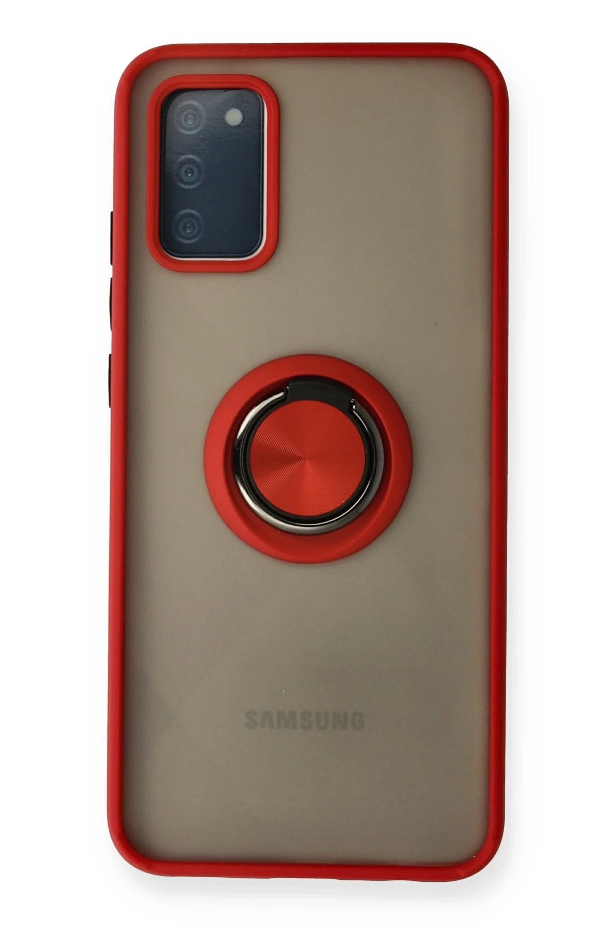 Samsung Galaxy A02S Kılıf Montreal Yüzüklü Silikon Kapak - Kırmızı-(5796)