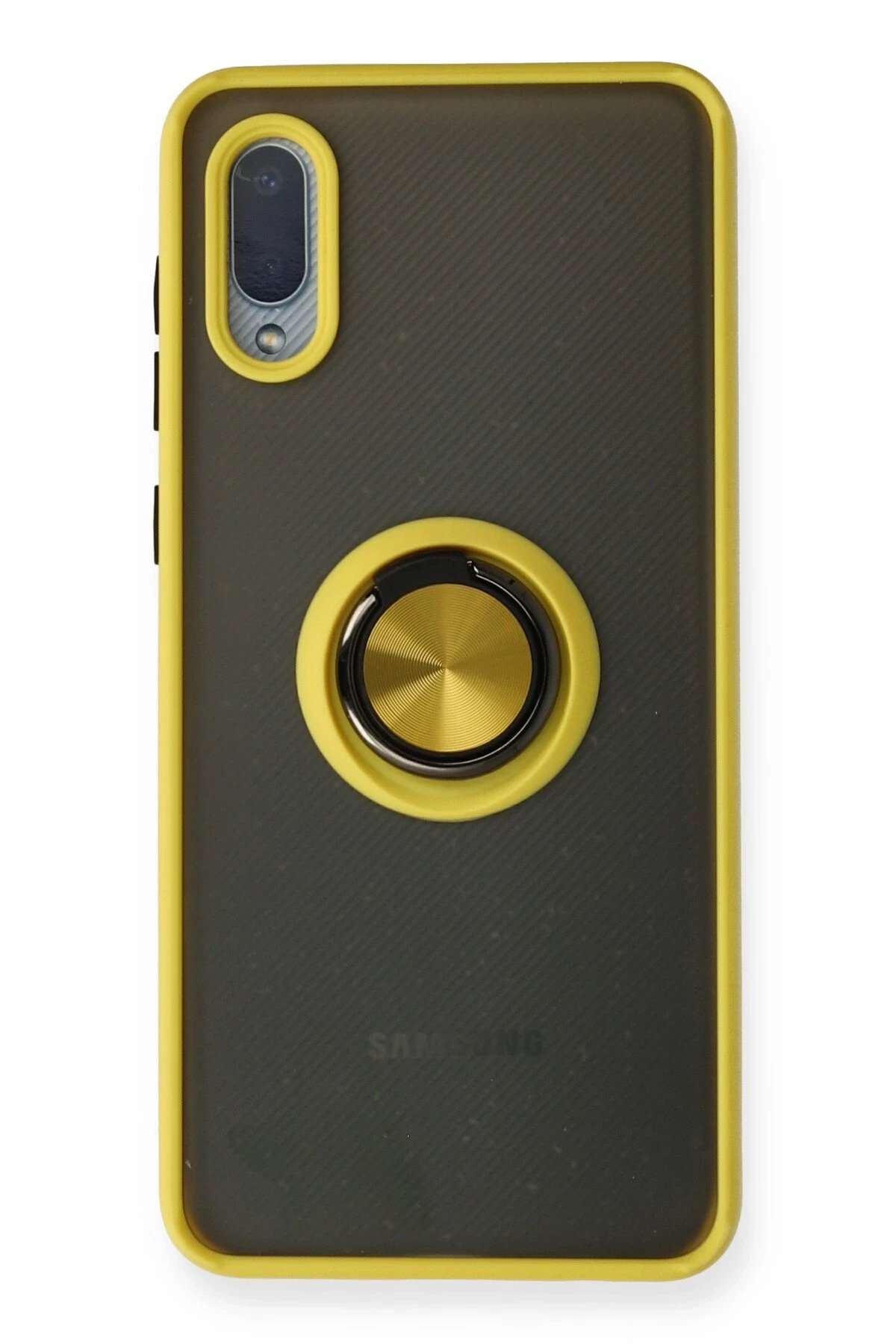 Samsung Galaxy A02 Kılıf Montreal Yüzüklü Silikon Kapak - Sarı-(5796)
